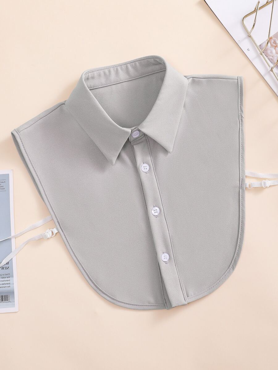 1入組女式淺灰色雪紡半襯衫風格時尚假領尖領日常穿著 - 淺灰色 - 查看 1