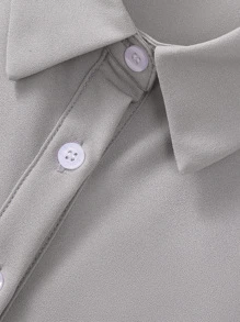 1入組女式淺灰色雪紡半襯衫風格時尚假領尖領日常穿著 - 淺灰色 - 查看 4