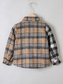 Áo sơ mi bé trai Túi Nút phía trước Sọc ca rô Sẵn sàng - Nhiều màu - Xem 2