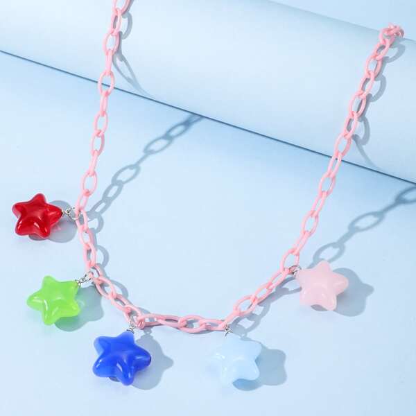 

Star Charm Necklace, Multicolor