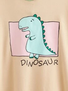 SHEIN Sudadera con letra & con estampado de dinosaurio de hombros caídos - Multicolor - Ver 4