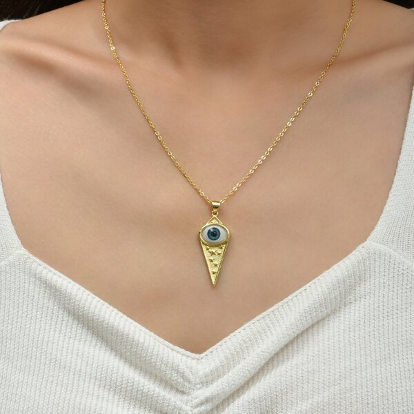 

18K Gold Plated Eye Decor Necklace, Multicolor