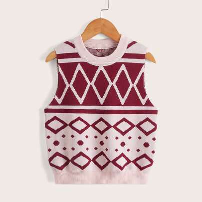 Toddler Girls Argyle Pattern Sweater Vest