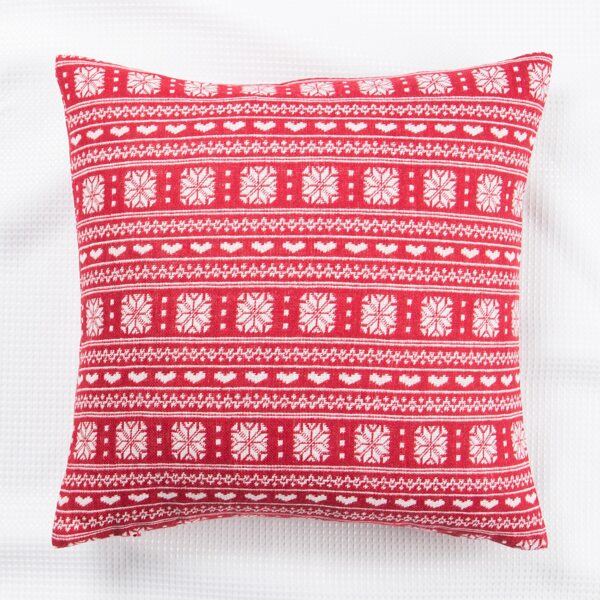 

Jacquard Cushion Cover Without Filler, Red and white