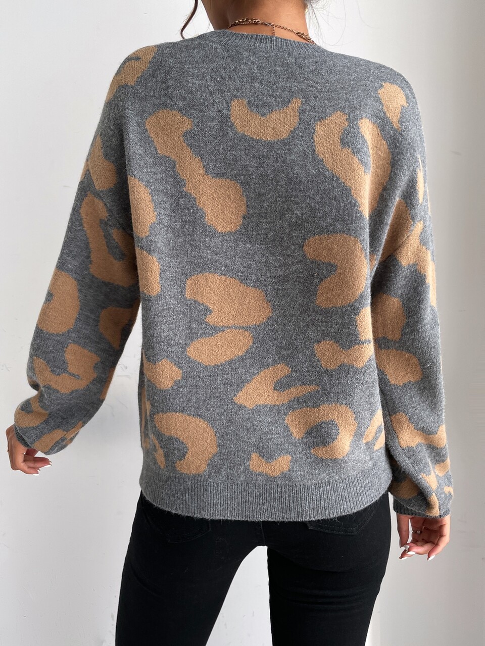 Drop Shoulder Fluffy Knit Sweater Knit Pullover Fall Winter