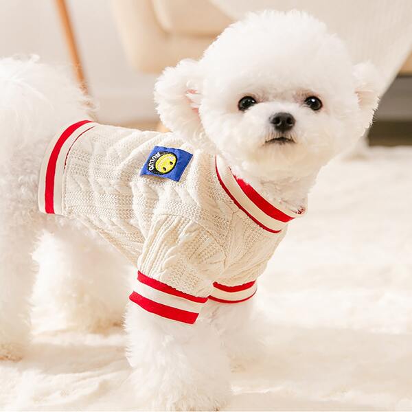 

Smiling Face Patch Pet Sweater, Multicolor