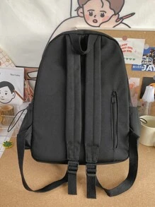 商務休閒字母細節功能背包書包書包適合學校戶外便攜式、輕便適合青少年女孩女大學生、菜鳥和白領非常適合辦公室、大學、工作、商務、通勤 - 黑色 - 查看 3