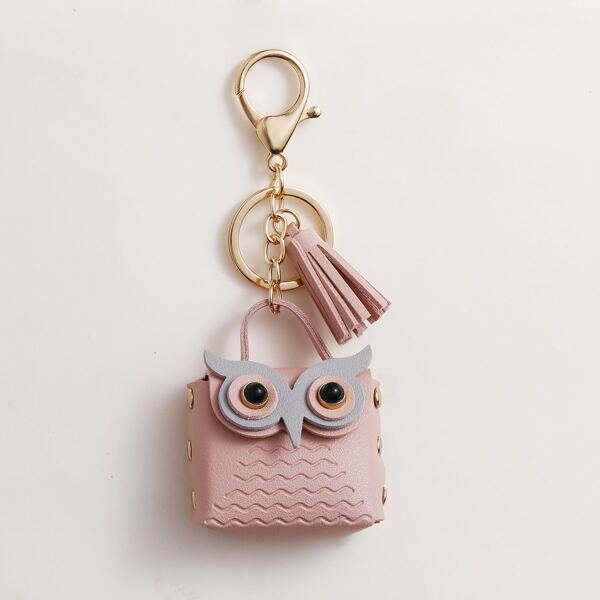 

Owl Mini Bag Keychain, Dusty pink