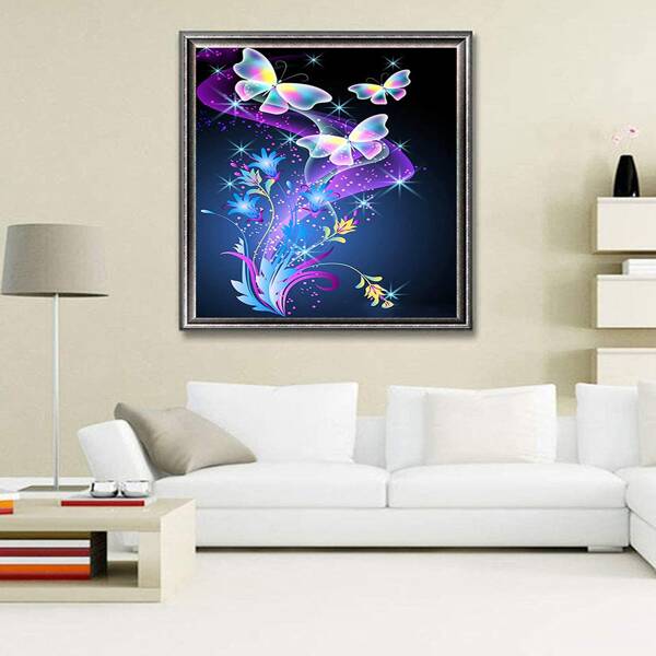 

Butterfly Print DIY Diamond Unframed Painting, Multicolor