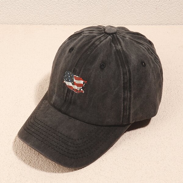 

Flag Print Baseball Cap, Dark grey