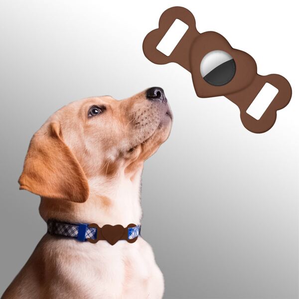 

1pc Heart Design Pet ID Tag, Coffee brown