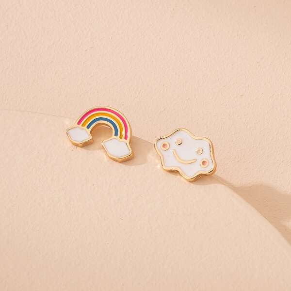 

Cartoon Cloud Stud Earrings, Multicolor
