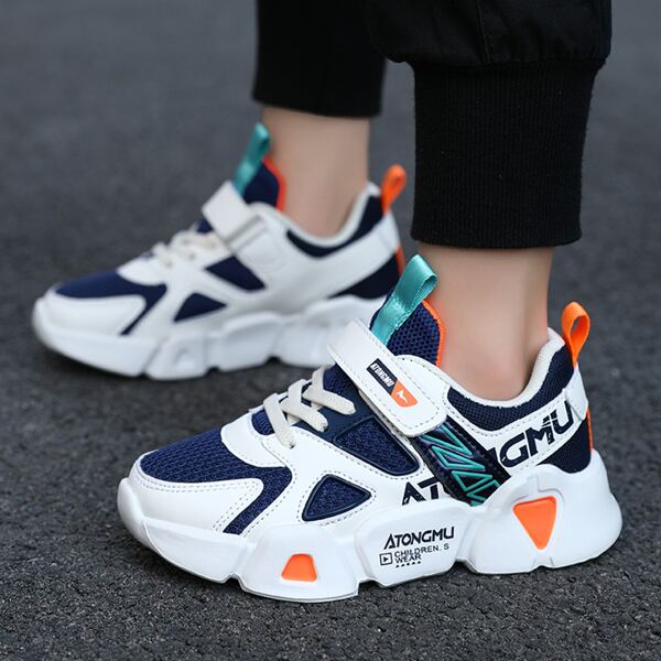 

Boys Colorblock Mesh Panel Velcro Strap Sneakers, Multicolor