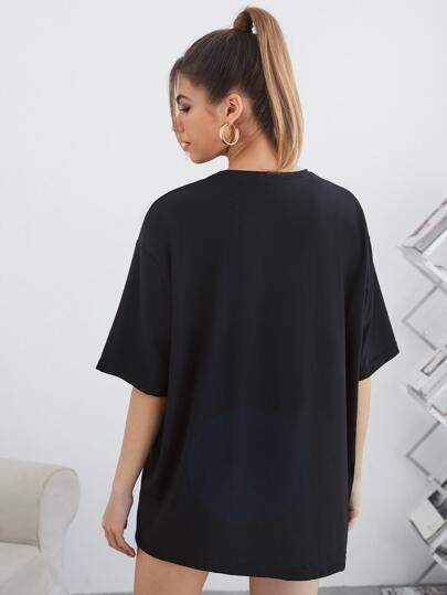 T-shirt oversize lettre moto graphique