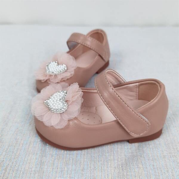 

Girls Floral Appliques Ballet Flats, Apricot