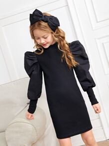 SHEIN 女孩泡泡袖不附腰帶緊身洋裝