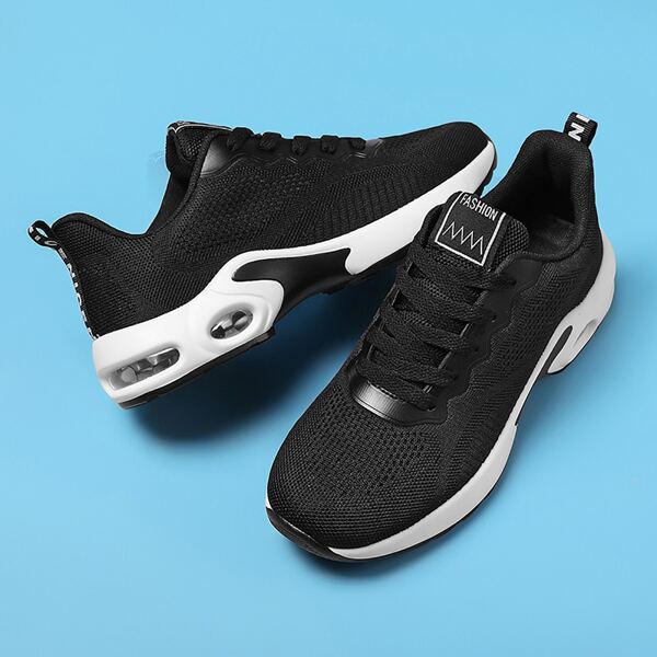 

Lace-up Front Air Cushion Running Shoes, Black