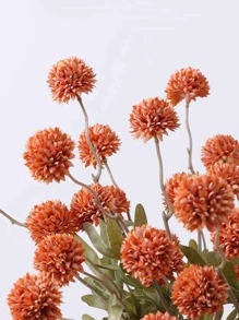1pc Artificial Plant, Mini Dandelion Flowers 50cm Faux Plant Branch, Silk Flowers Faux Flower Stem For Home Living Room Bedroom Decor, Fake Plants, Fall Decor, Room, Desk, Garden Decor, Room Decoration Stuff, Valentine Day, Gift Gifts Birthday Graduation Home Decor Back To School School Supplies - Orange - View 3
