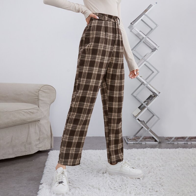 

Plaid Straight Leg Pants, Multicolor