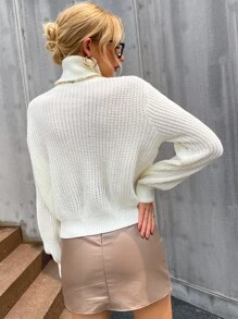 Selianne Turtleneck Cable Knit Jumper - White - View 2