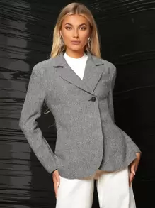 SHEIN Botão Simples elegante Sobretudos femininos