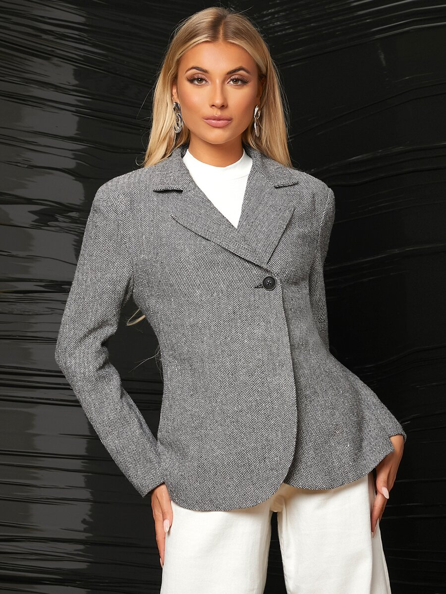 SHEIN Botão Simples elegante Sobretudos femininos