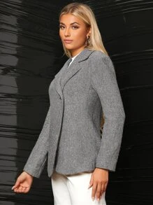 SHEIN Botão Simples elegante Sobretudos femininos