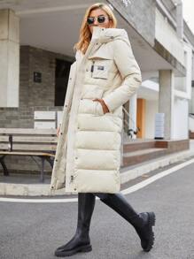 GASMAN Patch Pocket Belted Hooded Padded Coat