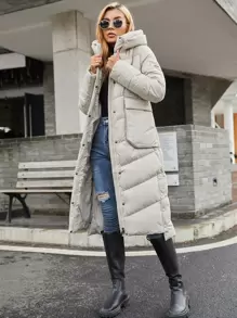 GASMAN Women's Casual Pocket Zipper Quilted Front Button Padded Coat