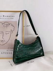 Crocodile Embossed Bag - Green - View 2