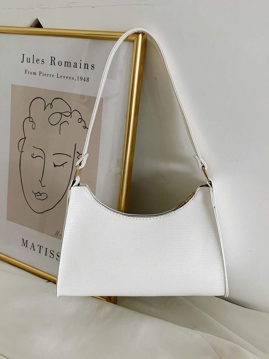Lizard Pattern Shoulder Bag - White - View 1
