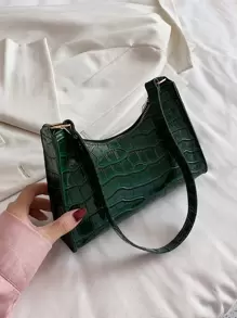 Crocodile Embossed Bag - Green - View 3