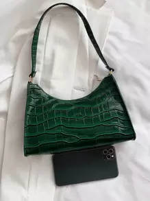 Crocodile Embossed Bag - Green - View 4