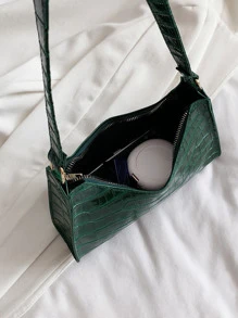 Crocodile Embossed Bag - Green - View 5