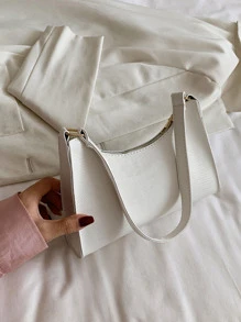 Lizard Pattern Shoulder Bag - White - View 4