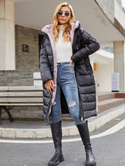 GASMAN Zipper Front Drawstring Detail Puffer Padded Coat