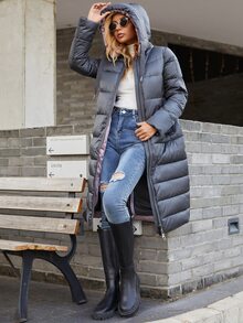 GASMAN 正面拉链抽绳细节羽绒填充大衣