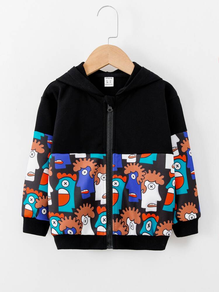 Toddler Boys Cartoon Graphic Zip Up Jacket