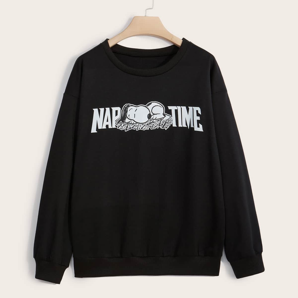

Letter Cartoon Graphic Sweatshirt, Black