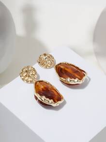 圓形裝飾耳墜 - 棕色 - 查看 4