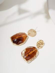 圓形裝飾耳墜 - 棕色 - 查看 2