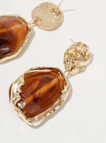 圓形裝飾耳墜 - 棕色 - 查看 3