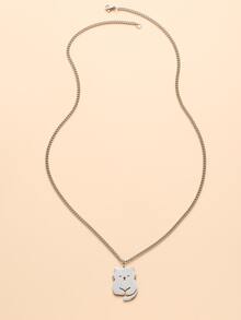 Cat Charm Necklace - Silver - View 2