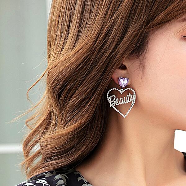 

Faux Pearl Heart Charm Drop Earrings, Multicolor