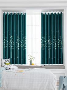 1pc Leaf Pattern Curtain, Modern Polyester Blackout Curtain For Bedroom And Living Room - Multicolor - View 1