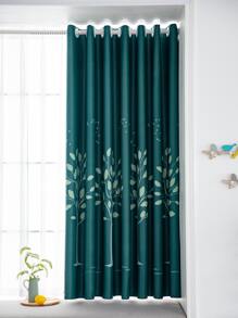1pc Leaf Pattern Curtain, Modern Polyester Blackout Curtain For Bedroom And Living Room - Multicolor - View 2