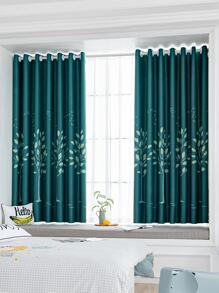 1pc Leaf Pattern Curtain, Modern Polyester Blackout Curtain For Bedroom And Living Room - Multicolor - View 5
