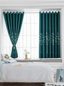 1pc Leaf Pattern Curtain, Modern Polyester Blackout Curtain For Bedroom And Living Room - Multicolor - View 6