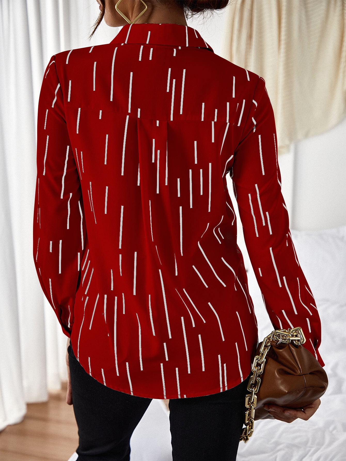 Stripe Curved Hem Shirt SHEIN UK