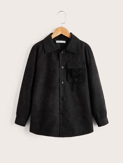 SHEIN Boys Buckled Flap Pocket Coat
